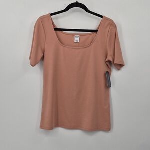 Melrose and Market Peach Fitted Short Sleeve Tee Size Large Summer Casual